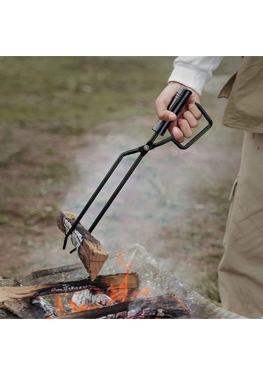 Ateş Maşası, Kamp Malzemeleri İçin Ateş Maşası Yalıtımlı Ahşap Sap Açık Kahverengi