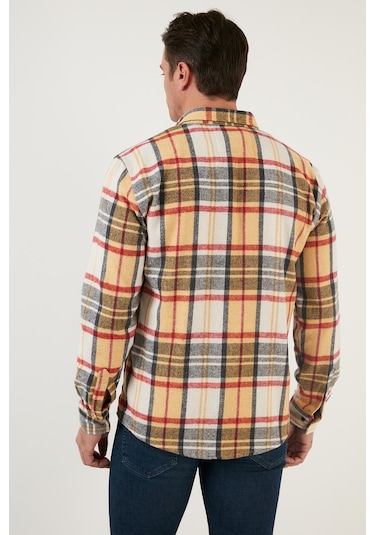 Buratti Ekoseli Uzun Kollu Slim Fit Kışlık Erkek Gömlek Cf21W112844 Hardal