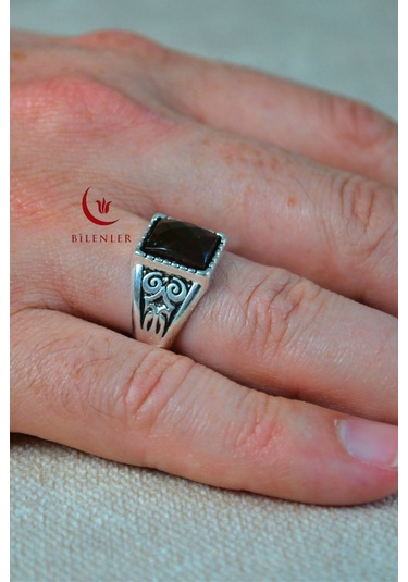 Erkek Taşlı Metal Yüzük Şık Tasarım 40'lı Kutu Gümüş