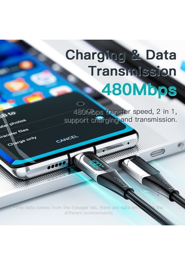 Cbtx Essager Usb-C 100 W 5A Şarj Veri Aktarım Kablosu 2 M
