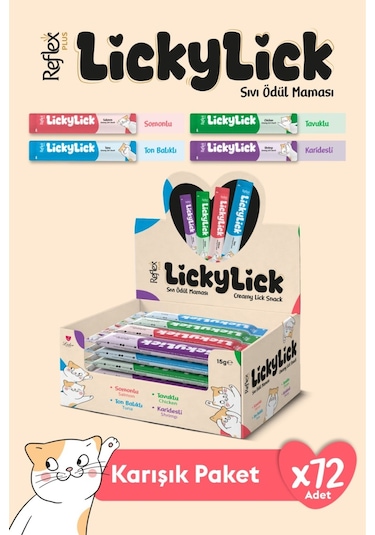 Reflex Plus Lickylick Sıvı Ödül Maması Karışık Paket 15 Gr X 72 Adet