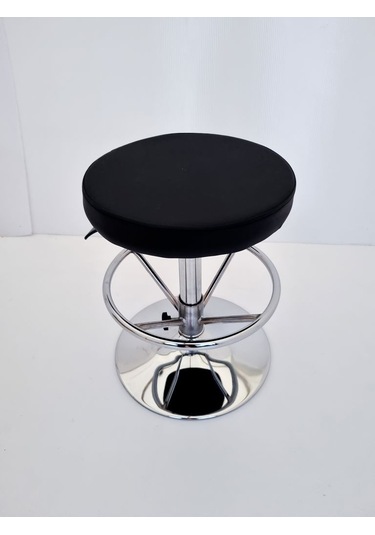 Siyah Deri Yüksek Bar Boy Tabure