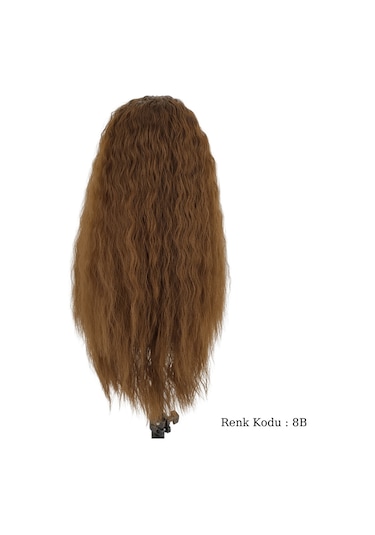 Peruk Ankara Fiber Sentetik Afro Su Dalgası Peruk Kumral No-8b