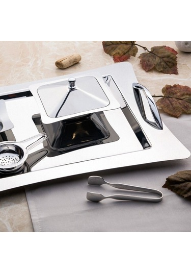 Nehir Karanfil Sade 28 Parça Çay Takımı Gümüş