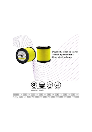 Mercan Standart 1 Kg Fosforlu Sarı Bobin Misina