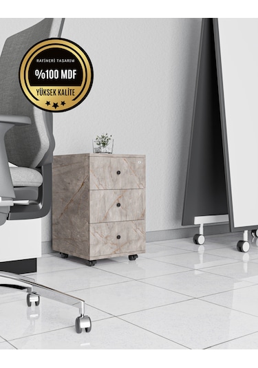 Keson Rafineri Çekmeceli Merkezi Kilit Ofis Dolabı Mdf Gri