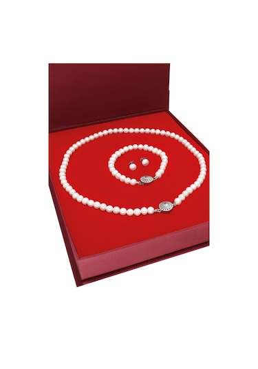 Chavin Doğal İnci Kolye Küpe Bileklik Özel Kutulu Set Ep95by