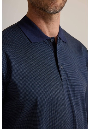 Ysf Erkek Lacivert Polo Yaka Pamuklu Sweatshirt