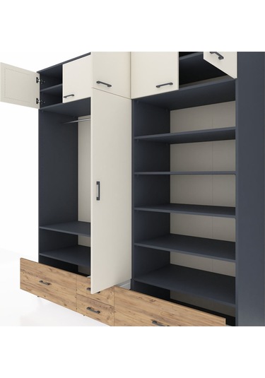 Kronos Dolap 18 Raflı 4 Çekmeceli Tek Askılı 220x59x243 Antrasit-aytaşı/çam Aytası/atlas Çam Kronos Dolap 18 Raflı 4 Çekmeceli Tek Askılı 220x59x243 Antrasit-aytaşı/çam Aytası/atlas Çam