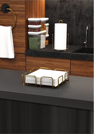 Suntel Gold Altın Kaplama Paslanmaz Dolu Çelik Peçetelik 18x18