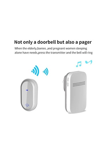 Artfulabode Zili Uzun Mesafe Su Geçirmez Akıllı Kapı Çağrı Cihazı Kablosuz Bağlantılı İki Beyaz Elektronik Dış Ürün Beyaz