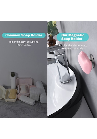 Leezsing Duvara Monte Manyetik Sabunluk Paslanmaz Çelik Tutucu Banyo Mutfak Depolama Odası İçin Delme Gerektirmez Diğer