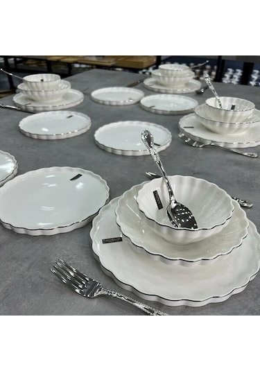 Roy King Twist Silver 24 Parça Porselen Yemek Takımı Hrn018