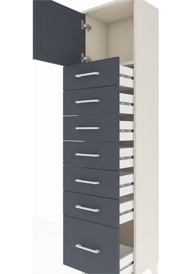 Arges Dolap Tek Raflı 7 Çekmeceli Tek Kapaklı 44x30x182 Aytaş... Aytaşı