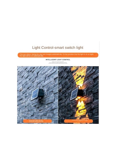 Cbtx Bahçe Aydınlatma 4led Solar Duvar Lambası Dış Mekan Suya Dayanıklı Yukarı Ve Aşağı Çift Başlı Spot Sarı Işık