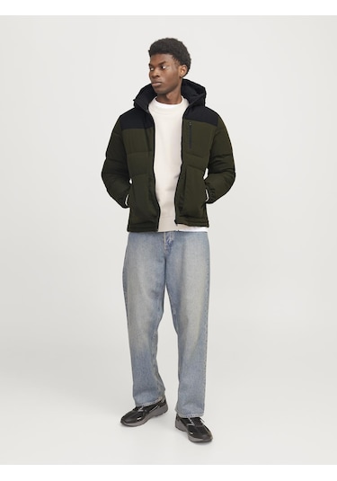Erkek Rüzgara Dayanıklı Kapüşonlu Puffer Mont - Otto Rosin