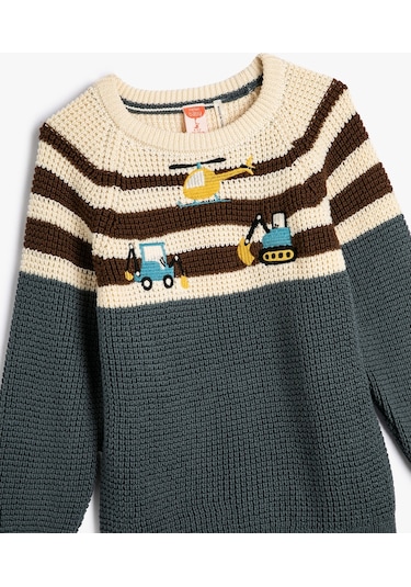 Koton Kazak Uzun Kollu Yuvarlak Yaka İşleme Detaylı Araçlar Temalı Ada Çayı 4wmb90003tt 4WMB90003TT983 Açık Yeşil