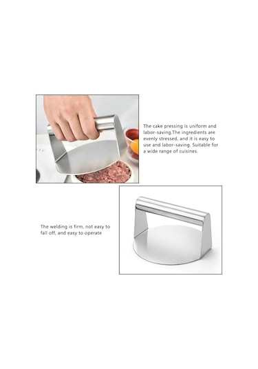 Paslanmaz Çelik Burger Presi, 14 Cm, Ağır Hizmet Tipi, Yuvarlak Hamburger Presi Kalıbı, Kızartma, Izgara, Biftek, Panini İçin Mükemmel