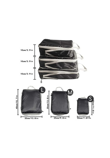 Padalink Siyah Seyahat Sıkıştırma Kutuları 3 Adet , 50% Yer Kazandıran, Dayanıklı Nilon, Çok Amaçlı Çanta Organizatörü