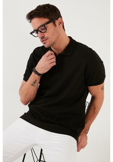 Buratti Pamuklu Regular Fit Düğmeli Erkek Polo Yaka T Shirt 5902281 Siyah