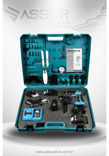 Assur ASR1029 21V Çift Akü 6 Başlıklı Set Mavi