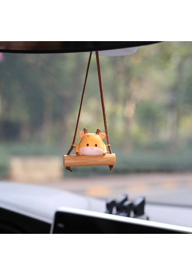 Samdoo Beyazinek Köpek Figürlü Araba Geribakış Aynası Süs, Kadın Ve Çocuklar İçin Araç Dekorasyonu