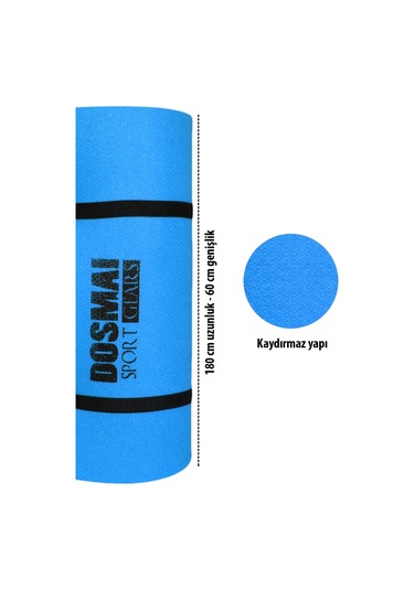 16 Mm Taşıma Askılı Çift Taraflı Iki Renk Kamp Pilates Minderi M Mavi