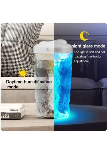 Iceberg Küçük Araba Nemlendirici Atomizasyon Dilsiz Renkli Aromaterapi Makinesi Beyaz