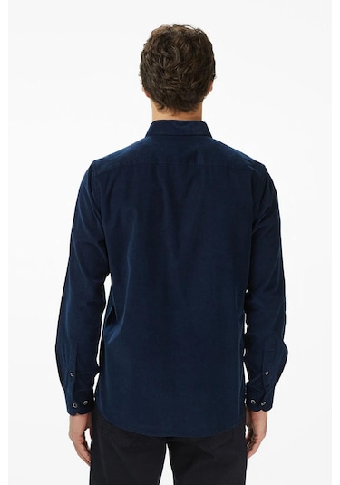 Erkek Lacivert Classic Fit Gömlek-11579 Lacivert