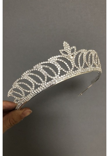 FdayAksesuar Lale Desenli Gümüş Gelin Tacı FRDY31585