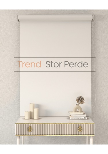 Ekru Etek Dilimli Zebra Stor Güneşlik Perde Kırık Ekru