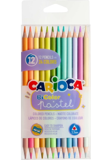 Carioca Çift Taraflı Kuru Boya Kalemi Pastel Renkler 12’li (24 Renk)