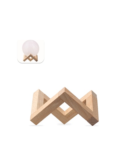 Samdoo Büyük Boy 3d Ay Lambası Ahşap Standı - 13-22cm Çap İçin Sökülebilir