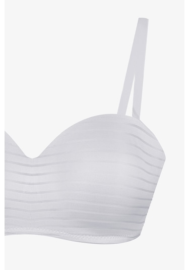 2'li Paket - Kadın Dolgusuz Transparan Çizgili Toparlayıcı Straplez Sütyen Siyah - Ekru