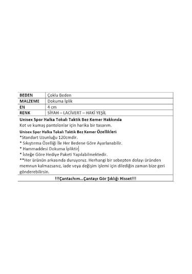 Çantachım Spor Halka Tokalı Bez Kemer Lacivert