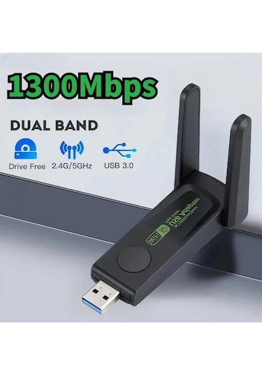 Maxgo 3125 1300 Mbps Dual Band Usb 3.0 Adaptör Kablosuz Wifi Alıcı 2.4ghz 5ghz Tak Çalıştır