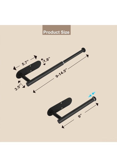 Ximistore9 2 Adet Siyah Çelik Gömme/kirli İçeği Olmayan Uzatılabilir Gardırop Asma Demiri - Banyo/mutfak İçin Suya Dayanıklı Siyah