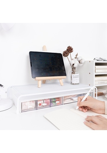 Sones Bilgisayar Yükseltilmiş Raf Monitör Braketi Depolama Rafı, Stil: Tek Katmanlı Beyaz