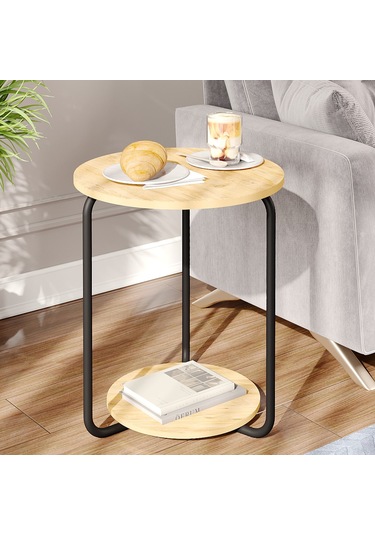 Yuvarlak Dekoratif Zigon Sehpa Orta Sehpa Çam 1539