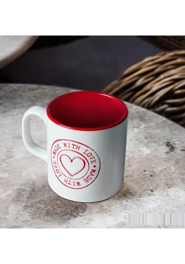 Keramika Silindir Platin Kupa Sevgililer Günü Mat Beyaz