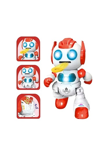 Uzaktan Kumandalı Sesli Disk Atan Robot Turuncu Çok Renkli