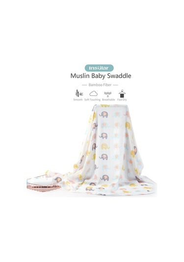 İnsular Müslin Kundak Battaniye Bambu Elyafı Ve Pamuk Bebek Battaniyeleri Yumuşak Ve Nefes Alabilir Taşınabilir Beyaz