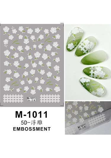 Nail Art Etiketler Çıkartmaları 5d Kabartmalı Kendinden Yapışkanlı Karikatür Çiçek Kelebek Yıldız Tırnak Çıkartmaları Ordu Yeşil