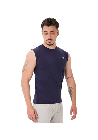Musclecloth Training Kolsuz T-shirt İndigo Mavi