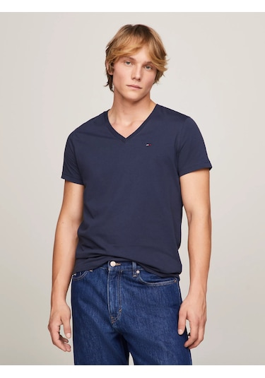 Tommy Hilfiger Erkek Tjm Orjinal Jarse V Yaka - Mavi Mavi
