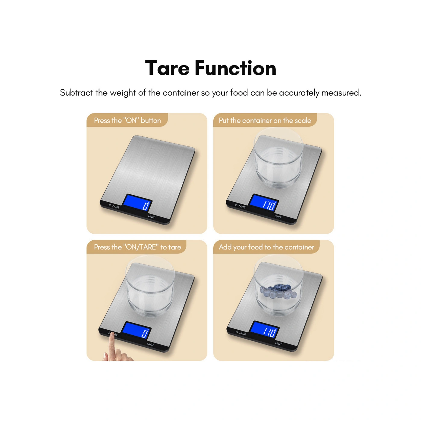 Geeroyoo Dijital Mutfak Terazi 5kg, 7 Ölçü Birimi, Lcd Ekran, Dokunmatik Tuş, Usb Şarjlı, Paslanmaz Çelik, Hassas Ölçüm 3g/0.1oz Siyah