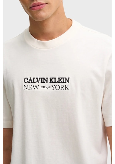 Calvin Klein Erkek T Shirt Lv04re833g Ybh Krem Krem
