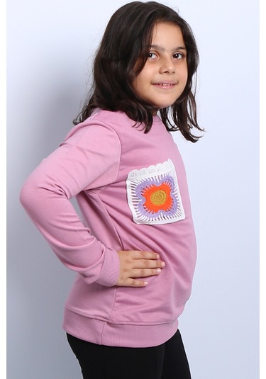 Kız Çocuk Sweat Ribanalı Cepli C43 Pembe