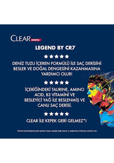Clear Men Kepeğe Karşı Etkili Şampuan Legend By CR7 Cristiano Ronaldo 350 ML