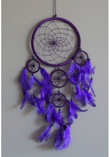 Üç Gözlü Mor Rüya Kapanı / Dreamcatcher (16,5 Cm Çap)
